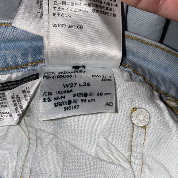 Levi's 501 Premium Denim Jeans Shout Out light wash raw hem size 27 x 26 - Picture 12 of 13